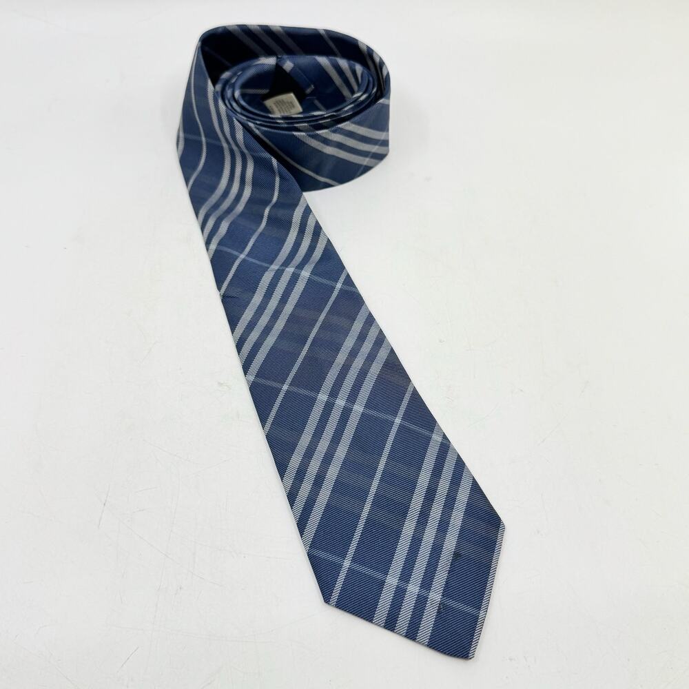 BURBERRY Blue Plaid Silk Tie